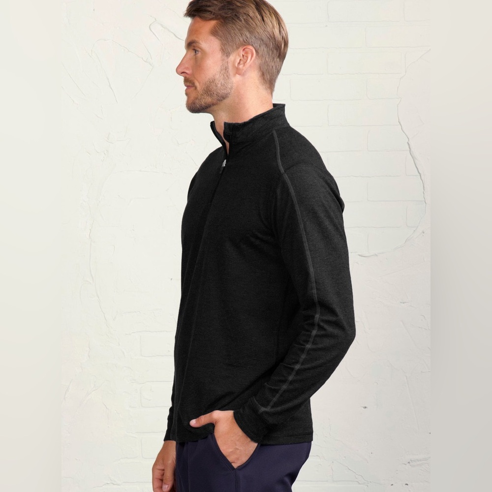 tasc Performance Bamboo Lightweight Quarter Zip Golf Black Size M - Picture 3 of 13